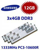 3x 4GB = 12GB KIT DDR3 RAM 1333 Mhz PC3-10600R ECC REG DIMM